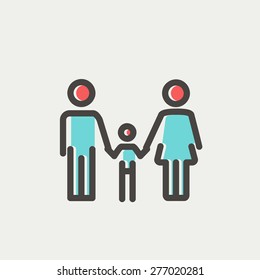 Family Icon Thin Line For Web And Mobile, Modern Minimalistic Flat Design. Vector Icon With Dark Grey Outline And Offset Colour On Light Grey Background.