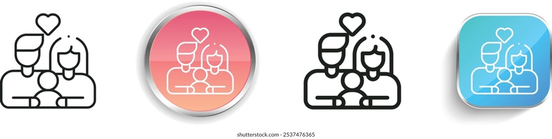 family icon. Thin Linear, Regular and Button Style Design Isolated On White Background