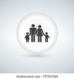 Family icon. Traditional young family symbol. Circle, bubble . Flat web icons. Vector