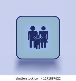Family Icon in trendy flat style isolated on blue background.