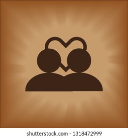 Family Icon in trendy flat style isolated on brown background