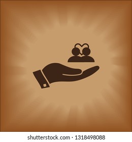 Family Icon in trendy flat style isolated on brown background