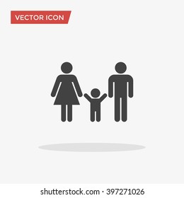 Family Icon in trendy flat style isolated on grey background. Parents with child symbol for your web site design, logo, app, UI. Vector illustration, EPS10.