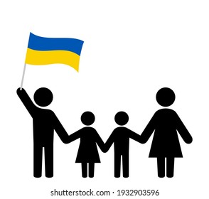 Family icon with ukrainian flag