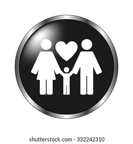 Family icon - vector button