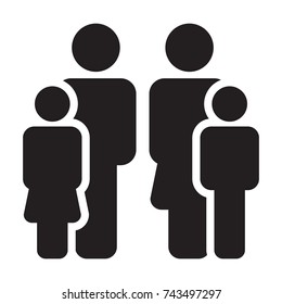 Family Icon Vector Flat Color People Sign in Glyph Pictogram Symbol illustration