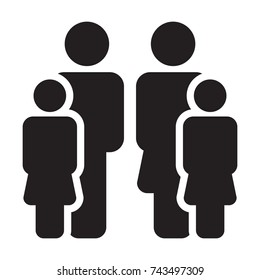 Family Icon Vector Flat Color People Sign in Glyph Pictogram Symbol illustration