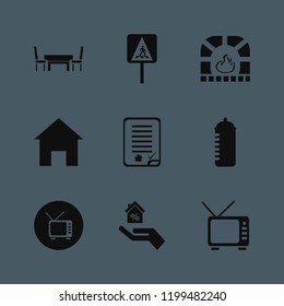 family icon. family vector icons set hand house, home, tv and table chairs
