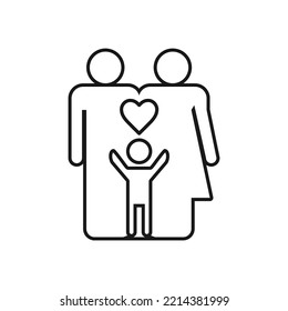 Family Icon Vector Illustration gray color outline on the white background.