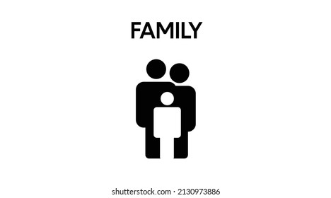 Family Icon. Vector isolated black and white editable illustration of a family