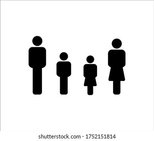 Family icon vector isolated, including father, mother, son, daughter.