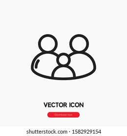 family icon vector. Linear style sign for mobile concept and web design. family symbol illustration. Pixel vector graphics - Vector.