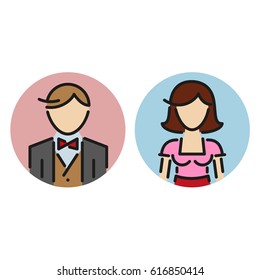 family icon woman and man colour