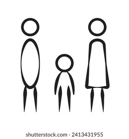 Family icons : father, mother and children, thin line symbols. Editable stroke. Vector illustration EPS 10.