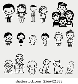 family icons Happy Family Parents Stick family bundle, stick family 