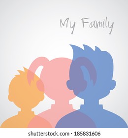  Family icons head cartoon on gray background 