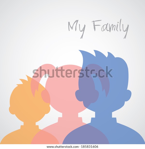 Family Icons Head Cartoon On Gray Stock Vector (Royalty Free) 185831606 ...