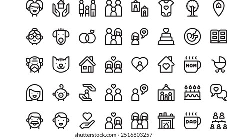 Family icons High-Quality Vector Icons Collection with Editable Stroke. Ideal for Professional and Creative Projects.