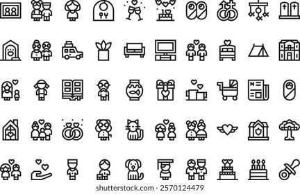 Family icons  High-Quality Vector Icons Collection with Editable Stroke. Ideal for Professional and Creative Projects.