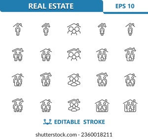 Family Icons. Home, Household, House, Real Estate. Professional, 32x32 pixel perfect vector icon. Editable Stroke