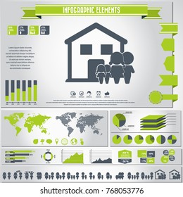 Family icons and infographics elements. Vector illustration.