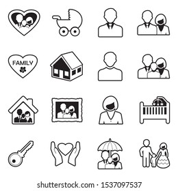 Family Icons. Line With Fill Design. Vector Illustration.