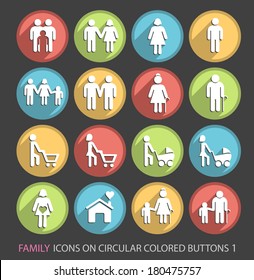 Family Icons on Circular Colored Buttons 1.