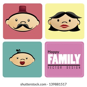 family icons over beige background vector illustration