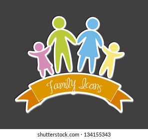 family icons over gray background. vector illustration