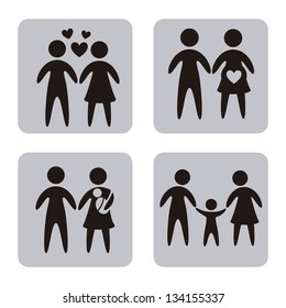 family icons over white background. vector illustration