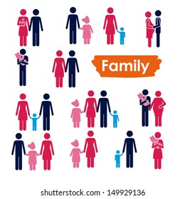 family icons over white background vector illustration 