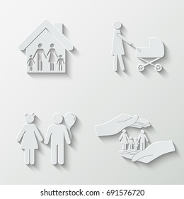 Family icons - paper  set
