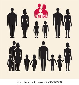 Family icons. People icons. People vector silhouette.