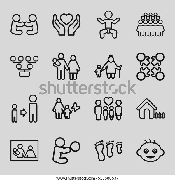 Family Icons Set Set 16 Family Stock Vector (Royalty Free) 615580637