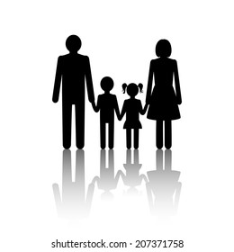 Family icons set in black and white