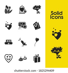Family icons set with helium, spread love and heart smiley elements. Set of family icons and coupon concept. Editable vector elements for logo app UI design.