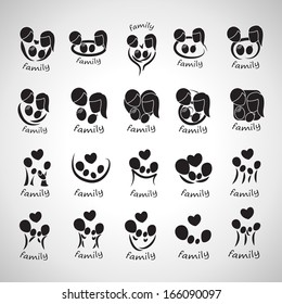 Family Icons Set - Isolated On Gray Background - Vector Illustration, Graphic Design Editable For Your Design.  