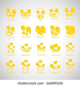 Family Icons Set - Isolated On Gray Background - Vector Illustration, Graphic Design Editable For Your Design.  