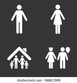 Family icons set isolated on  gray