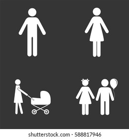 Family icons set isolated on  gray