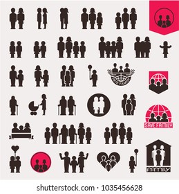 Family. Family icons set. People and family vector icons