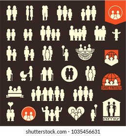 Family. Family icons set. People and family vector icons