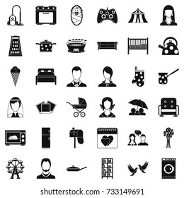 Family icons set. Simple style of 36 family vector icons for web isolated on white background