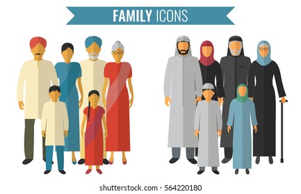 Family icons set. Traditional Culture. Vector 