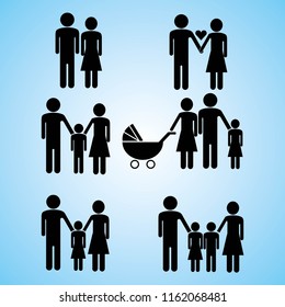 Family Icons Set. Vector . Flat Sign for using in the App, UI, Art, Logo, Web. Vector illustration EPS 10.
