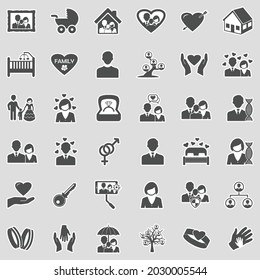 Family Icons. Sticker Design. Vector Illustration.