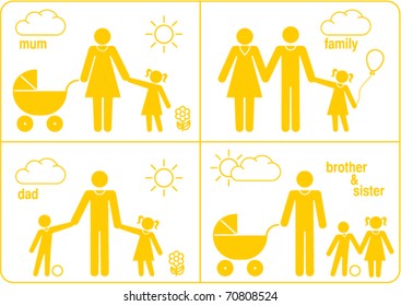 Family icons - vector illustrations