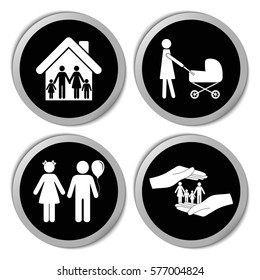 Family icons - vector stickers  set