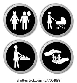 Family icons - vector stickers  set