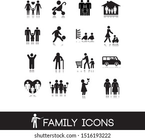 Family icons.Set vectors. Black illustration.
